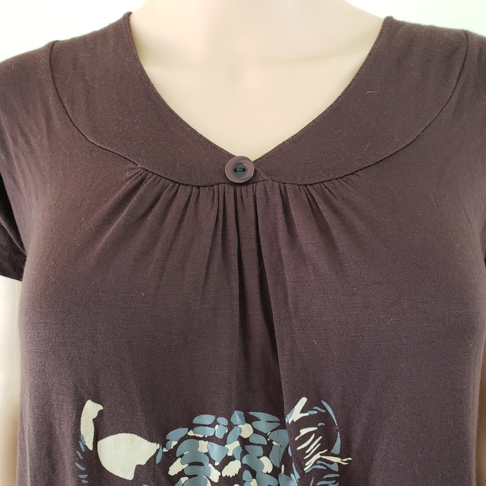 Hello Kitty Purple Brown Tunic Top Size Medium - Picture 2 of 5